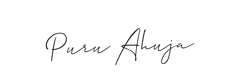 Also we have Puru Ahuja name is the best signature style. Create professional handwritten signature collection using Allison_Script autograph style. Puru Ahuja signature style 2 images and pictures png