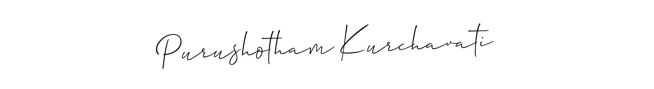 It looks lik you need a new signature style for name Purushotham Kurchavati. Design unique handwritten (Allison_Script) signature with our free signature maker in just a few clicks. Purushotham Kurchavati signature style 2 images and pictures png