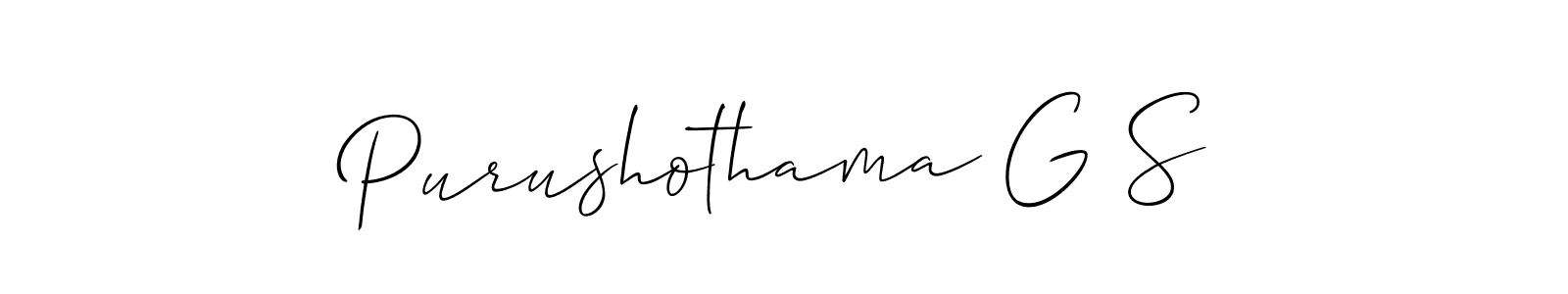 How to make Purushothama G S name signature. Use Allison_Script style for creating short signs online. This is the latest handwritten sign. Purushothama G S signature style 2 images and pictures png