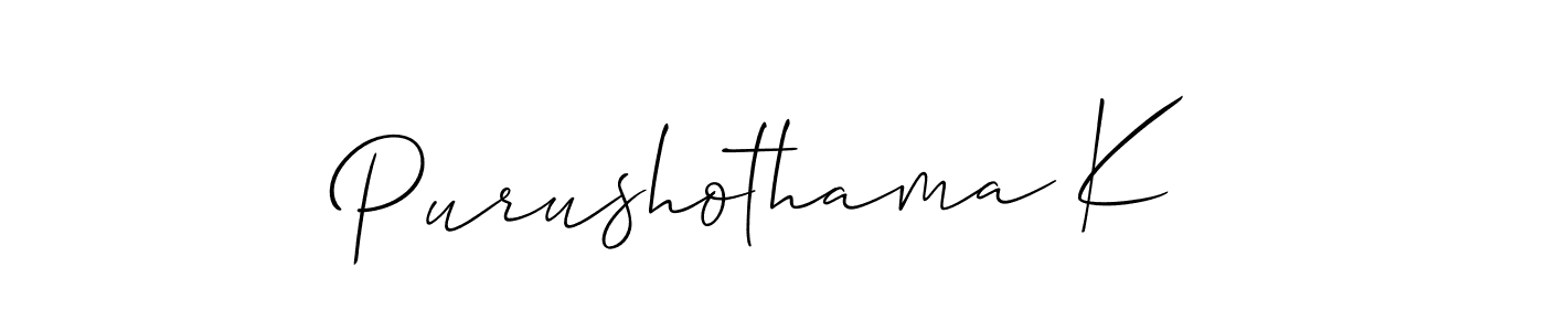 Also we have Purushothama K name is the best signature style. Create professional handwritten signature collection using Allison_Script autograph style. Purushothama K signature style 2 images and pictures png