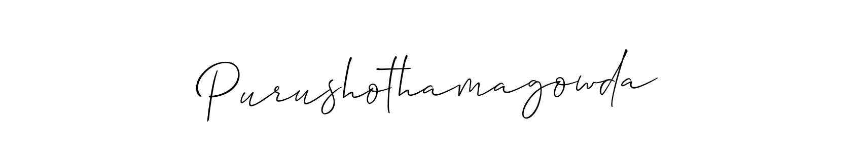 You should practise on your own different ways (Allison_Script) to write your name (Purushothamagowda) in signature. don't let someone else do it for you. Purushothamagowda signature style 2 images and pictures png