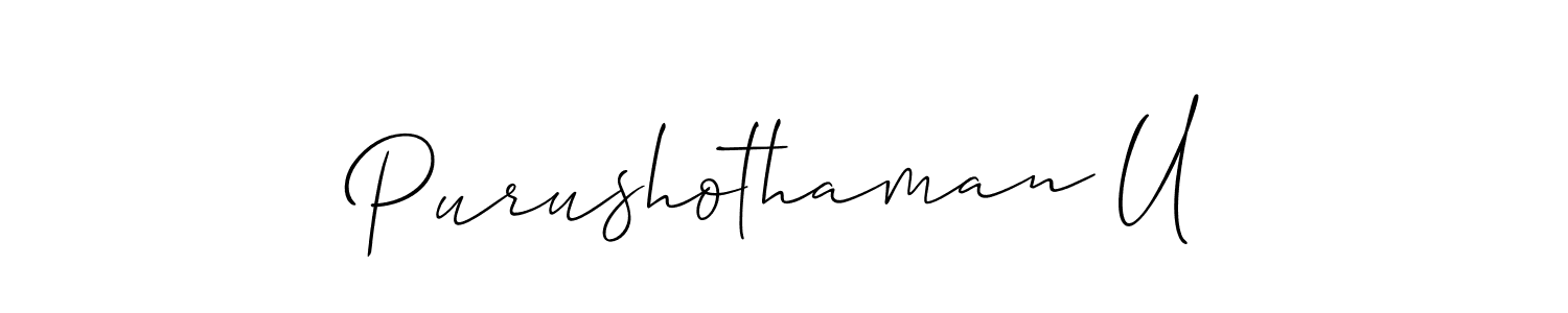 Also You can easily find your signature by using the search form. We will create Purushothaman U name handwritten signature images for you free of cost using Allison_Script sign style. Purushothaman U signature style 2 images and pictures png