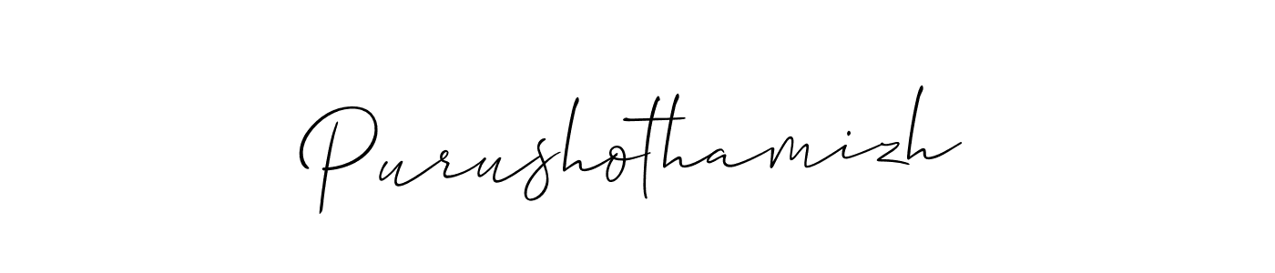 Use a signature maker to create a handwritten signature online. With this signature software, you can design (Allison_Script) your own signature for name Purushothamizh. Purushothamizh signature style 2 images and pictures png