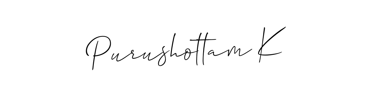 It looks lik you need a new signature style for name Purushottam K. Design unique handwritten (Allison_Script) signature with our free signature maker in just a few clicks. Purushottam K signature style 2 images and pictures png