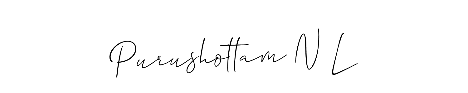 Use a signature maker to create a handwritten signature online. With this signature software, you can design (Allison_Script) your own signature for name Purushottam N L. Purushottam N L signature style 2 images and pictures png