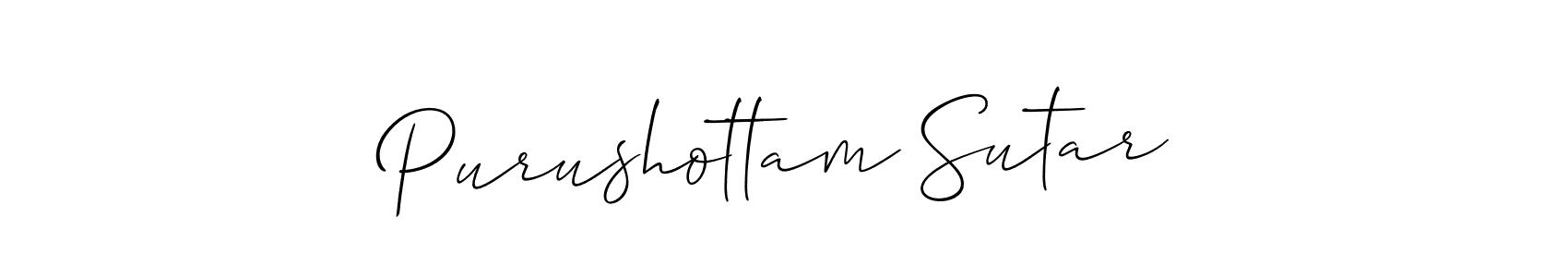 if you are searching for the best signature style for your name Purushottam Sutar. so please give up your signature search. here we have designed multiple signature styles  using Allison_Script. Purushottam Sutar signature style 2 images and pictures png