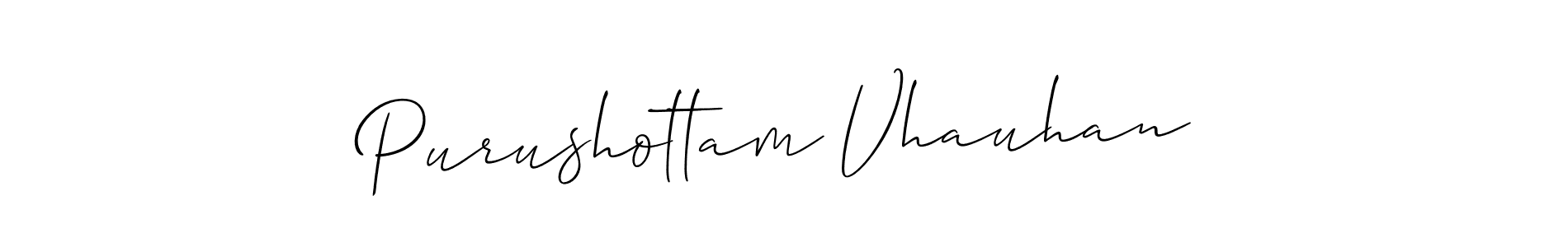 Create a beautiful signature design for name Purushottam Vhauhan. With this signature (Allison_Script) fonts, you can make a handwritten signature for free. Purushottam Vhauhan signature style 2 images and pictures png
