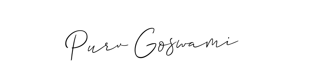 Use a signature maker to create a handwritten signature online. With this signature software, you can design (Allison_Script) your own signature for name Purv Goswami. Purv Goswami signature style 2 images and pictures png