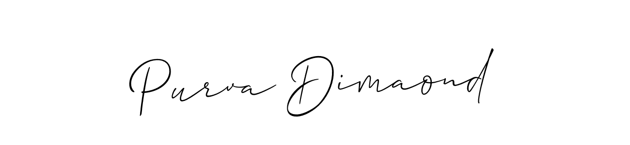 Make a short Purva Dimaond signature style. Manage your documents anywhere anytime using Allison_Script. Create and add eSignatures, submit forms, share and send files easily. Purva Dimaond signature style 2 images and pictures png