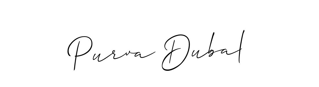 Use a signature maker to create a handwritten signature online. With this signature software, you can design (Allison_Script) your own signature for name Purva Dubal. Purva Dubal signature style 2 images and pictures png
