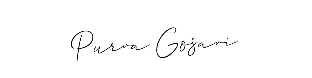 It looks lik you need a new signature style for name Purva Gosavi. Design unique handwritten (Allison_Script) signature with our free signature maker in just a few clicks. Purva Gosavi signature style 2 images and pictures png