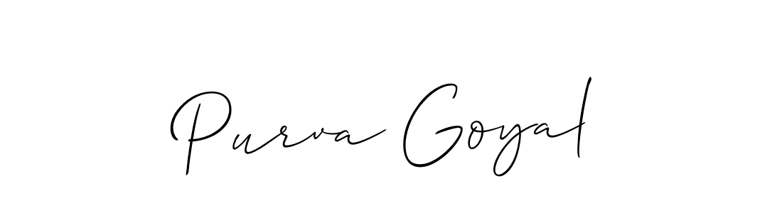 Make a beautiful signature design for name Purva Goyal. With this signature (Allison_Script) style, you can create a handwritten signature for free. Purva Goyal signature style 2 images and pictures png