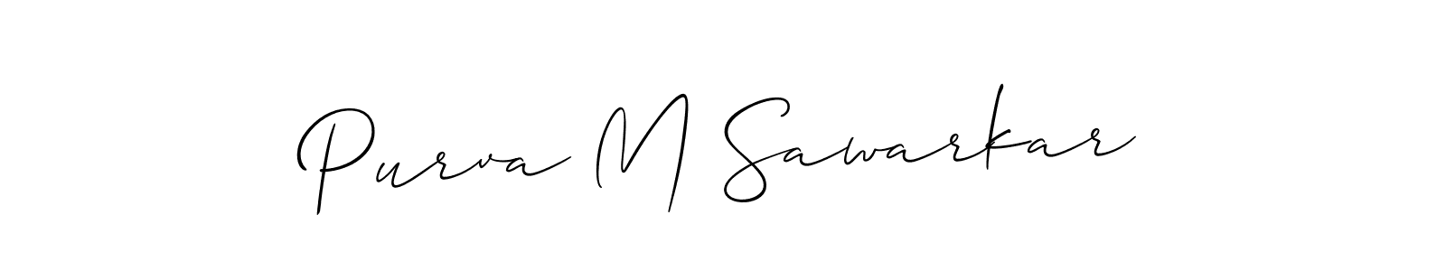 It looks lik you need a new signature style for name Purva M Sawarkar. Design unique handwritten (Allison_Script) signature with our free signature maker in just a few clicks. Purva M Sawarkar signature style 2 images and pictures png