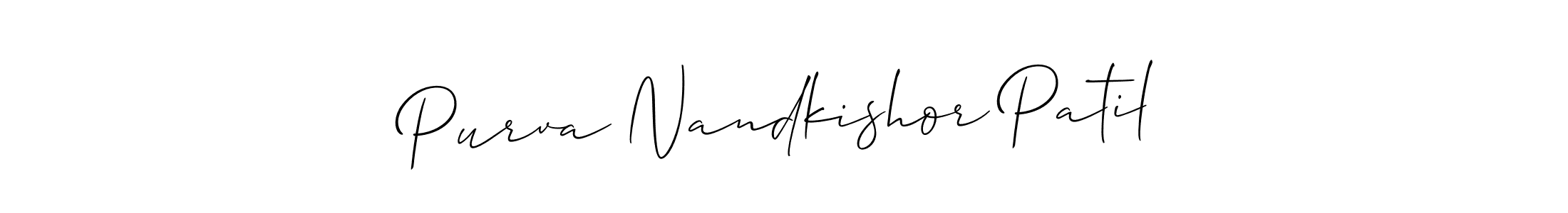 Make a short Purva Nandkishor Patil signature style. Manage your documents anywhere anytime using Allison_Script. Create and add eSignatures, submit forms, share and send files easily. Purva Nandkishor Patil signature style 2 images and pictures png