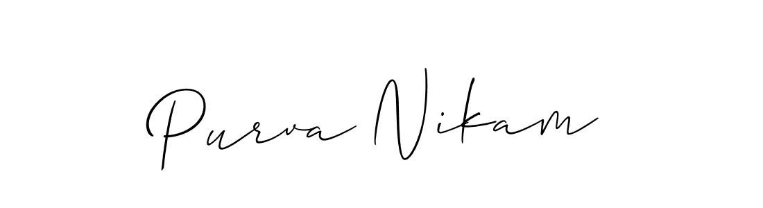 Make a short Purva Nikam signature style. Manage your documents anywhere anytime using Allison_Script. Create and add eSignatures, submit forms, share and send files easily. Purva Nikam signature style 2 images and pictures png