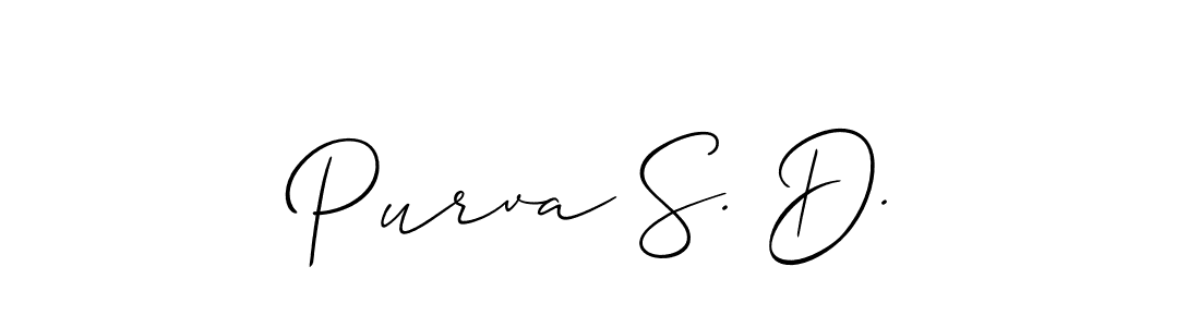 Check out images of Autograph of Purva S. D. name. Actor Purva S. D. Signature Style. Allison_Script is a professional sign style online. Purva S. D. signature style 2 images and pictures png