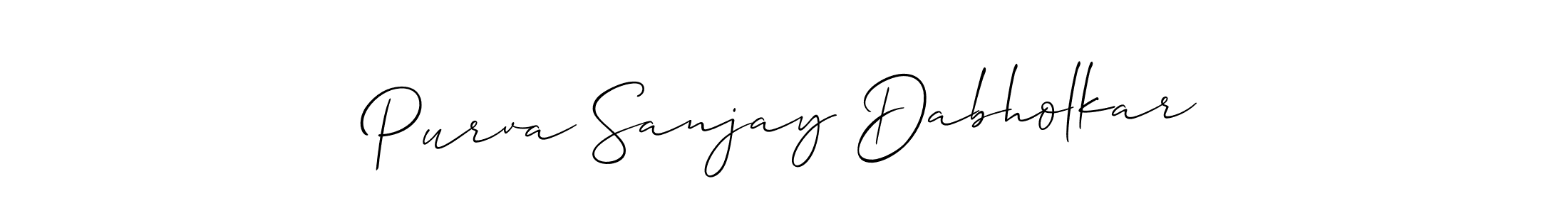 How to make Purva Sanjay Dabholkar name signature. Use Allison_Script style for creating short signs online. This is the latest handwritten sign. Purva Sanjay Dabholkar signature style 2 images and pictures png