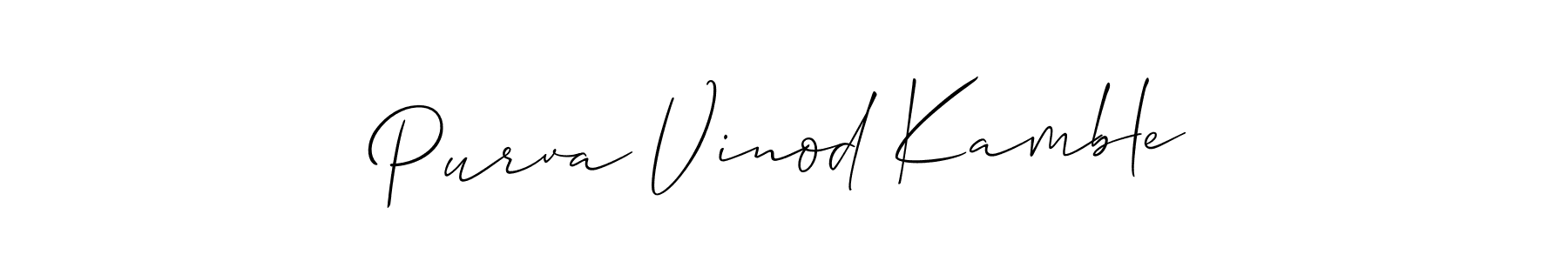 You should practise on your own different ways (Allison_Script) to write your name (Purva Vinod Kamble) in signature. don't let someone else do it for you. Purva Vinod Kamble signature style 2 images and pictures png