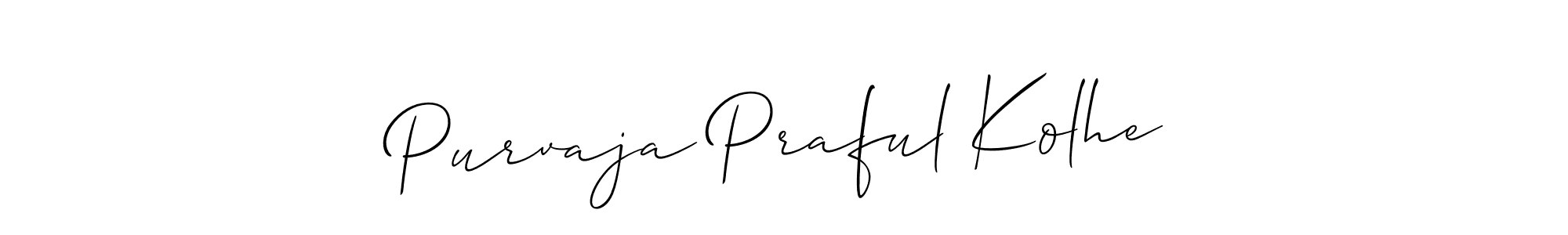 Also we have Purvaja Praful Kolhe name is the best signature style. Create professional handwritten signature collection using Allison_Script autograph style. Purvaja Praful Kolhe signature style 2 images and pictures png