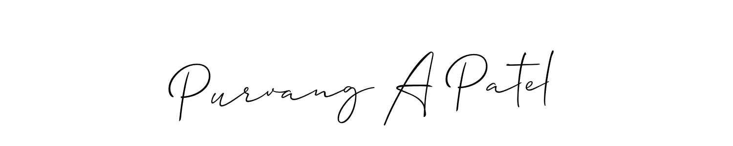 Also You can easily find your signature by using the search form. We will create Purvang A Patel name handwritten signature images for you free of cost using Allison_Script sign style. Purvang A Patel signature style 2 images and pictures png