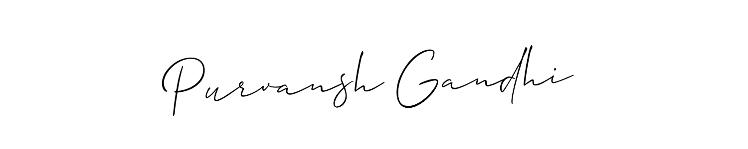 Allison_Script is a professional signature style that is perfect for those who want to add a touch of class to their signature. It is also a great choice for those who want to make their signature more unique. Get Purvansh Gandhi name to fancy signature for free. Purvansh Gandhi signature style 2 images and pictures png