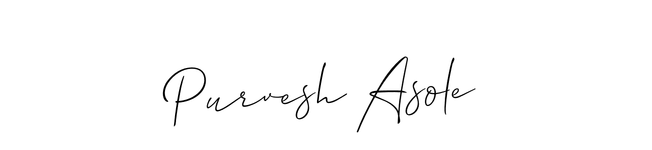 Make a short Purvesh Asole signature style. Manage your documents anywhere anytime using Allison_Script. Create and add eSignatures, submit forms, share and send files easily. Purvesh Asole signature style 2 images and pictures png