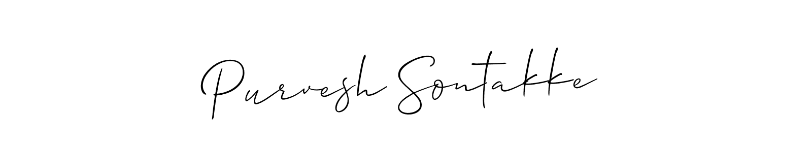 How to make Purvesh Sontakke name signature. Use Allison_Script style for creating short signs online. This is the latest handwritten sign. Purvesh Sontakke signature style 2 images and pictures png
