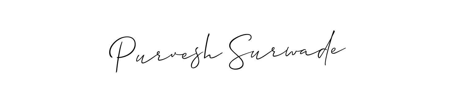 Allison_Script is a professional signature style that is perfect for those who want to add a touch of class to their signature. It is also a great choice for those who want to make their signature more unique. Get Purvesh Surwade name to fancy signature for free. Purvesh Surwade signature style 2 images and pictures png