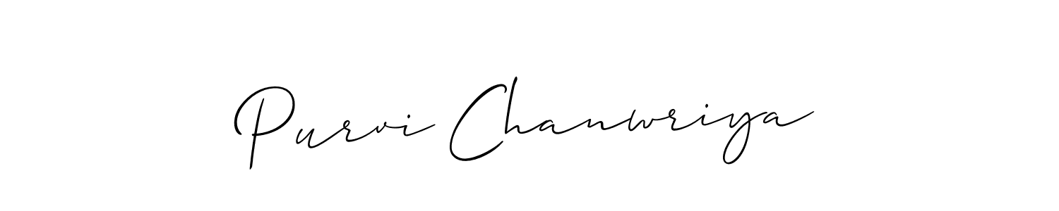 How to make Purvi Chanwriya name signature. Use Allison_Script style for creating short signs online. This is the latest handwritten sign. Purvi Chanwriya signature style 2 images and pictures png