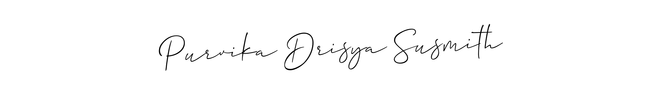 You should practise on your own different ways (Allison_Script) to write your name (Purvika Drisya Susmith) in signature. don't let someone else do it for you. Purvika Drisya Susmith signature style 2 images and pictures png