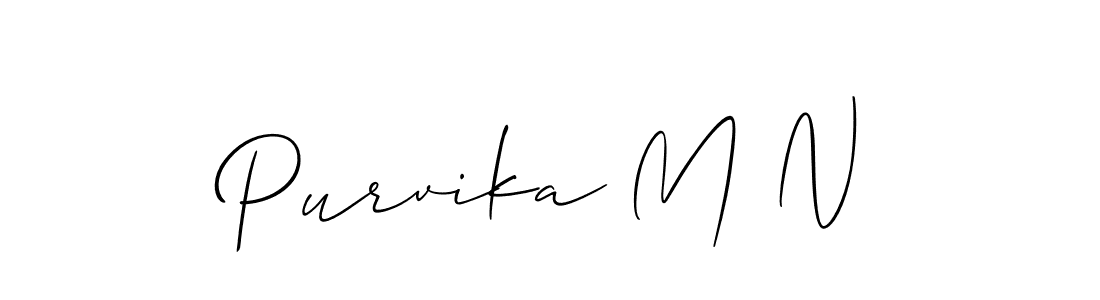 Make a beautiful signature design for name Purvika M N. With this signature (Allison_Script) style, you can create a handwritten signature for free. Purvika M N signature style 2 images and pictures png