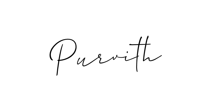 The best way (Allison_Script) to make a short signature is to pick only two or three words in your name. The name Purvith include a total of six letters. For converting this name. Purvith signature style 2 images and pictures png