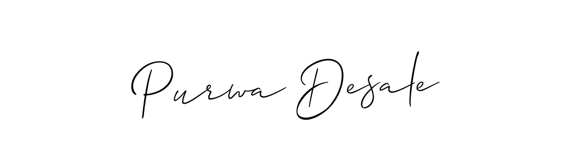 Purwa Desale stylish signature style. Best Handwritten Sign (Allison_Script) for my name. Handwritten Signature Collection Ideas for my name Purwa Desale. Purwa Desale signature style 2 images and pictures png