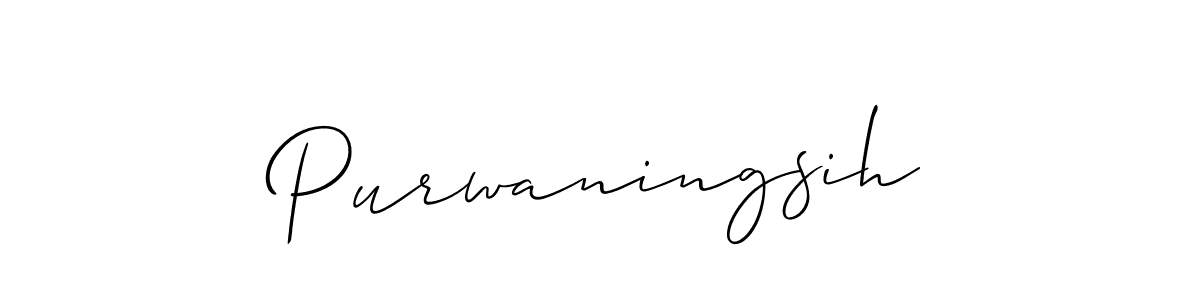 You should practise on your own different ways (Allison_Script) to write your name (Purwaningsih) in signature. don't let someone else do it for you. Purwaningsih signature style 2 images and pictures png