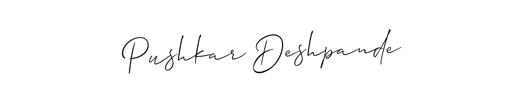 Similarly Allison_Script is the best handwritten signature design. Signature creator online .You can use it as an online autograph creator for name Pushkar Deshpande. Pushkar Deshpande signature style 2 images and pictures png