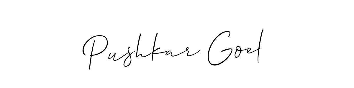 The best way (Allison_Script) to make a short signature is to pick only two or three words in your name. The name Pushkar Goel include a total of six letters. For converting this name. Pushkar Goel signature style 2 images and pictures png