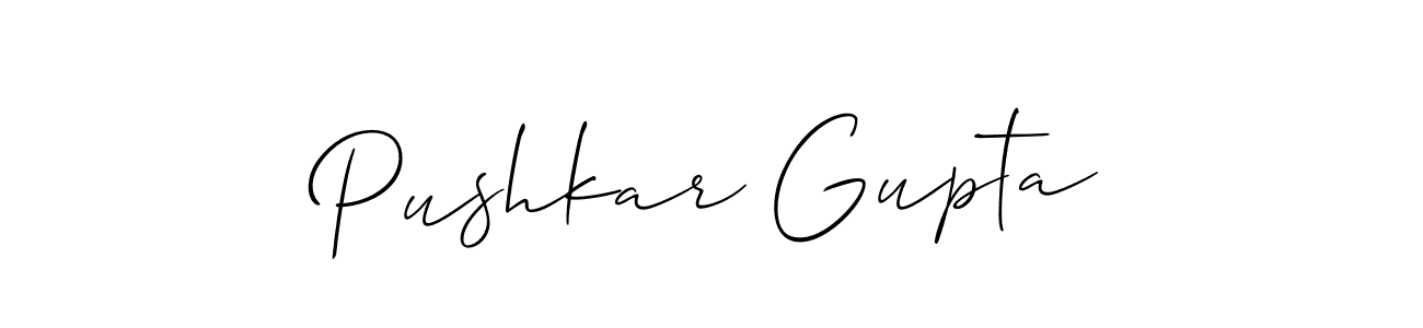 How to make Pushkar Gupta name signature. Use Allison_Script style for creating short signs online. This is the latest handwritten sign. Pushkar Gupta signature style 2 images and pictures png