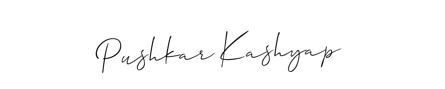 How to make Pushkar Kashyap name signature. Use Allison_Script style for creating short signs online. This is the latest handwritten sign. Pushkar Kashyap signature style 2 images and pictures png