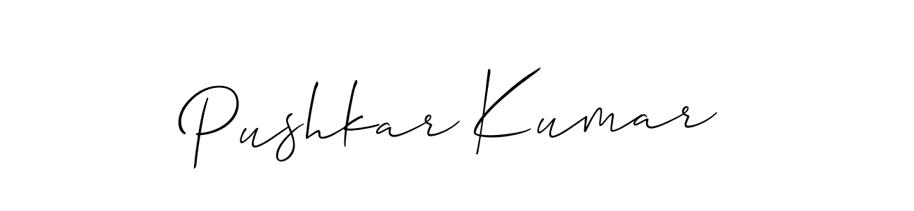You should practise on your own different ways (Allison_Script) to write your name (Pushkar Kumar) in signature. don't let someone else do it for you. Pushkar Kumar signature style 2 images and pictures png
