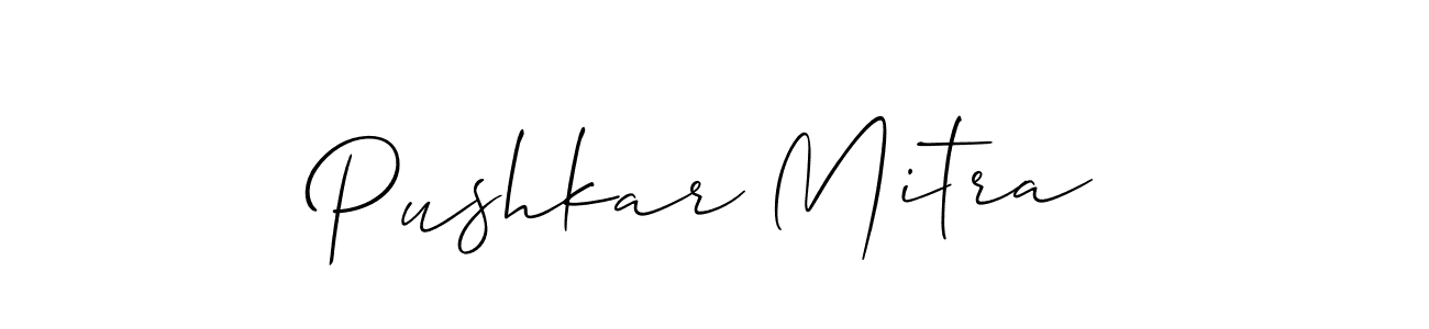 This is the best signature style for the Pushkar Mitra name. Also you like these signature font (Allison_Script). Mix name signature. Pushkar Mitra signature style 2 images and pictures png