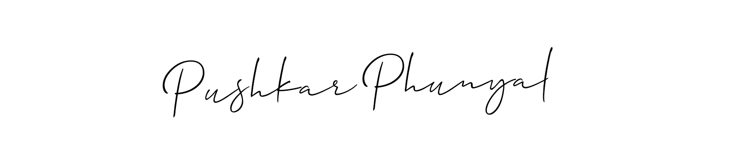 Make a short Pushkar Phunyal signature style. Manage your documents anywhere anytime using Allison_Script. Create and add eSignatures, submit forms, share and send files easily. Pushkar Phunyal signature style 2 images and pictures png