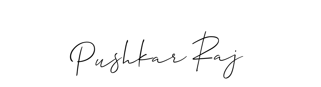 Make a beautiful signature design for name Pushkar Raj. With this signature (Allison_Script) style, you can create a handwritten signature for free. Pushkar Raj signature style 2 images and pictures png