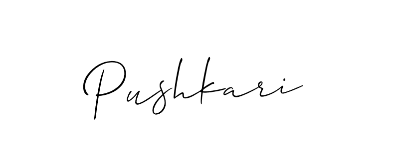 Create a beautiful signature design for name Pushkari. With this signature (Allison_Script) fonts, you can make a handwritten signature for free. Pushkari signature style 2 images and pictures png