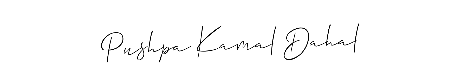 You should practise on your own different ways (Allison_Script) to write your name (Pushpa Kamal Dahal) in signature. don't let someone else do it for you. Pushpa Kamal Dahal signature style 2 images and pictures png