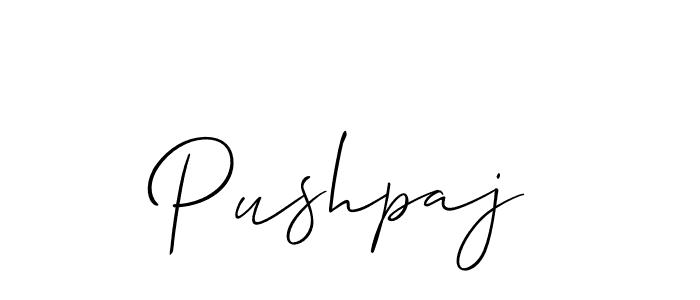 Make a beautiful signature design for name Pushpaj. With this signature (Allison_Script) style, you can create a handwritten signature for free. Pushpaj signature style 2 images and pictures png