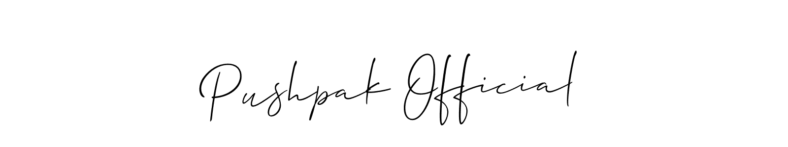 How to Draw Pushpak Official signature style? Allison_Script is a latest design signature styles for name Pushpak Official. Pushpak Official signature style 2 images and pictures png