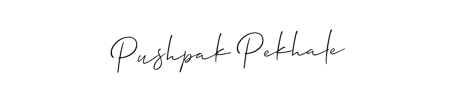 Make a beautiful signature design for name Pushpak Pekhale. With this signature (Allison_Script) style, you can create a handwritten signature for free. Pushpak Pekhale signature style 2 images and pictures png