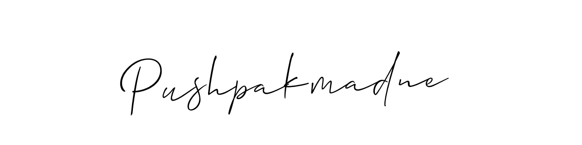How to make Pushpakmadne name signature. Use Allison_Script style for creating short signs online. This is the latest handwritten sign. Pushpakmadne signature style 2 images and pictures png