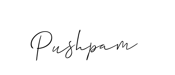 It looks lik you need a new signature style for name Pushpam. Design unique handwritten (Allison_Script) signature with our free signature maker in just a few clicks. Pushpam signature style 2 images and pictures png