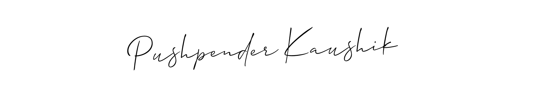 Pushpender Kaushik stylish signature style. Best Handwritten Sign (Allison_Script) for my name. Handwritten Signature Collection Ideas for my name Pushpender Kaushik. Pushpender Kaushik signature style 2 images and pictures png